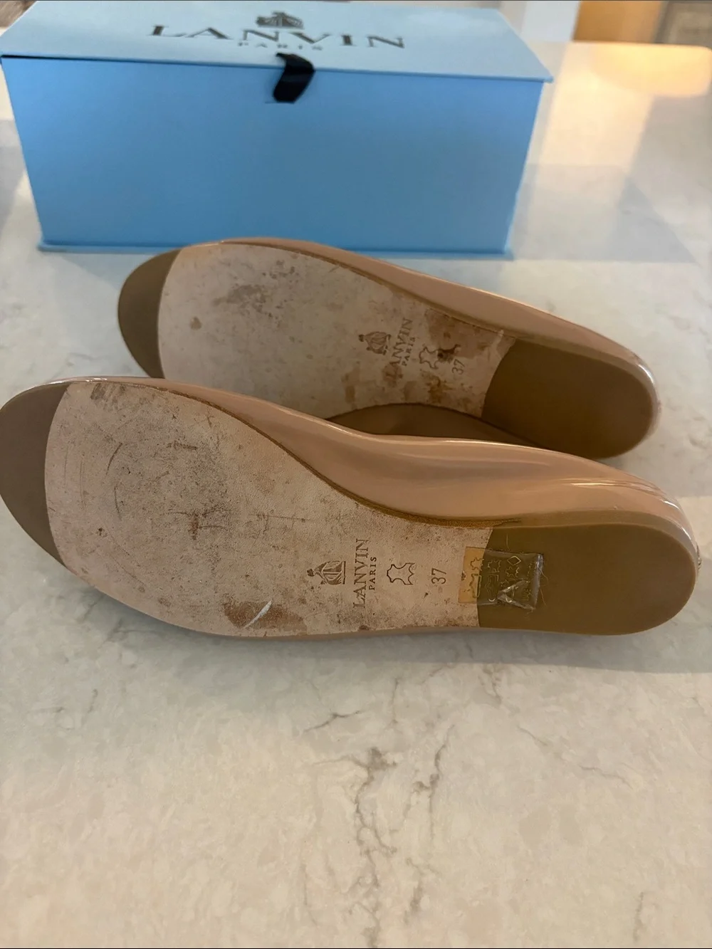 Lanvin Nude Patent Leather Ballet Flats